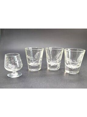 Vintage Wheat Shot Glass and Willow Moon Mini Brandy Saki Whiskey Set Cr616